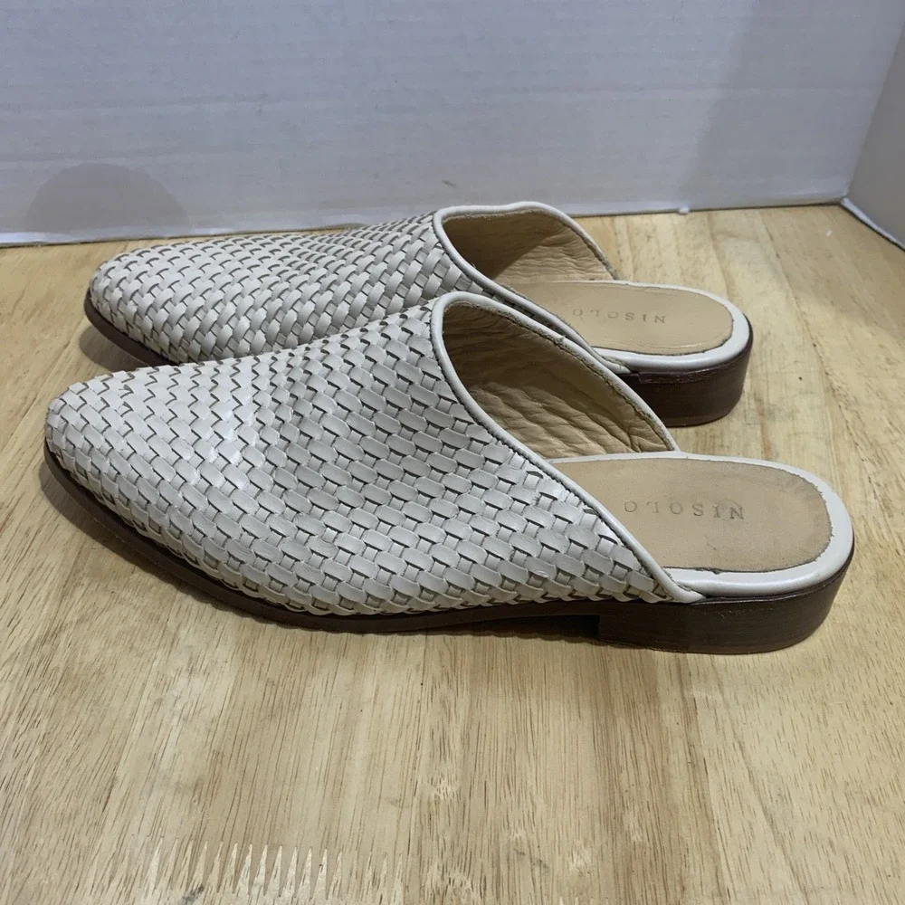 Nisolo Ama Woven Flat‎ - Beige Leather - Women's Size 9.5 - Retail $180
